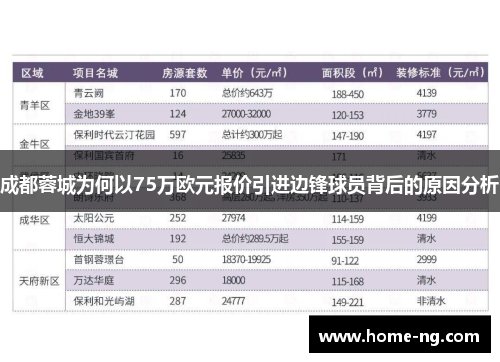 成都蓉城为何以75万欧元报价引进边锋球员背后的原因分析